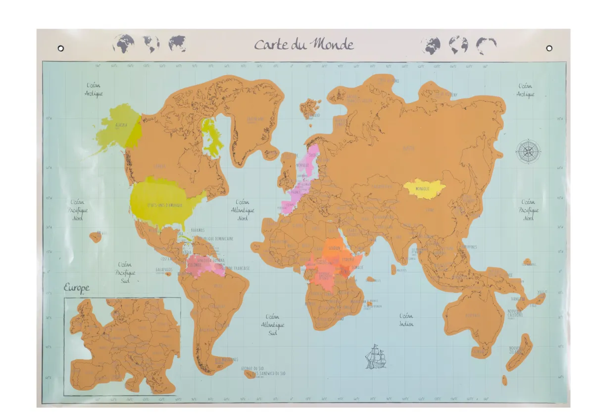 La Chaise Longue CARTE DU MONDE A GRATTER New