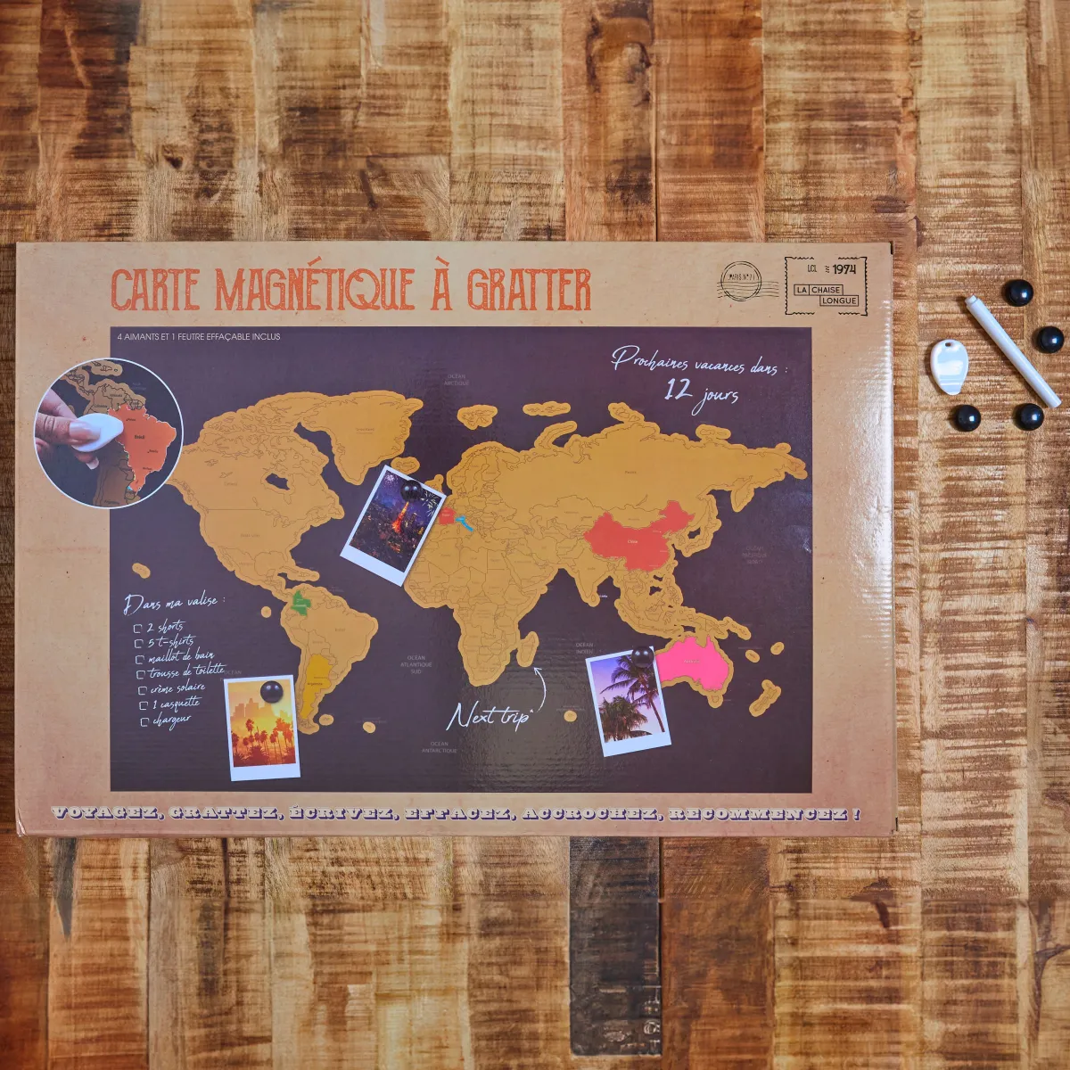 La Chaise Longue CARTE MAGNETIQUE A GRATTER NOIRE Outlet