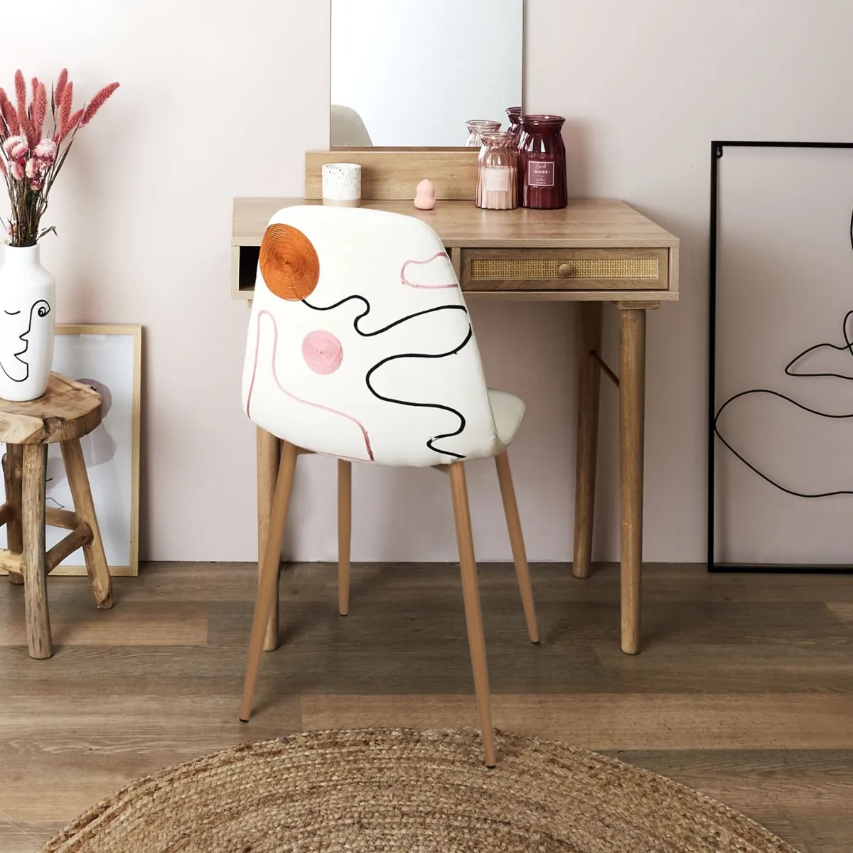 La Chaise Longue CHAISE POESIE PIEDS METAL IMITATION BOIS - Lot de 4 Outlet