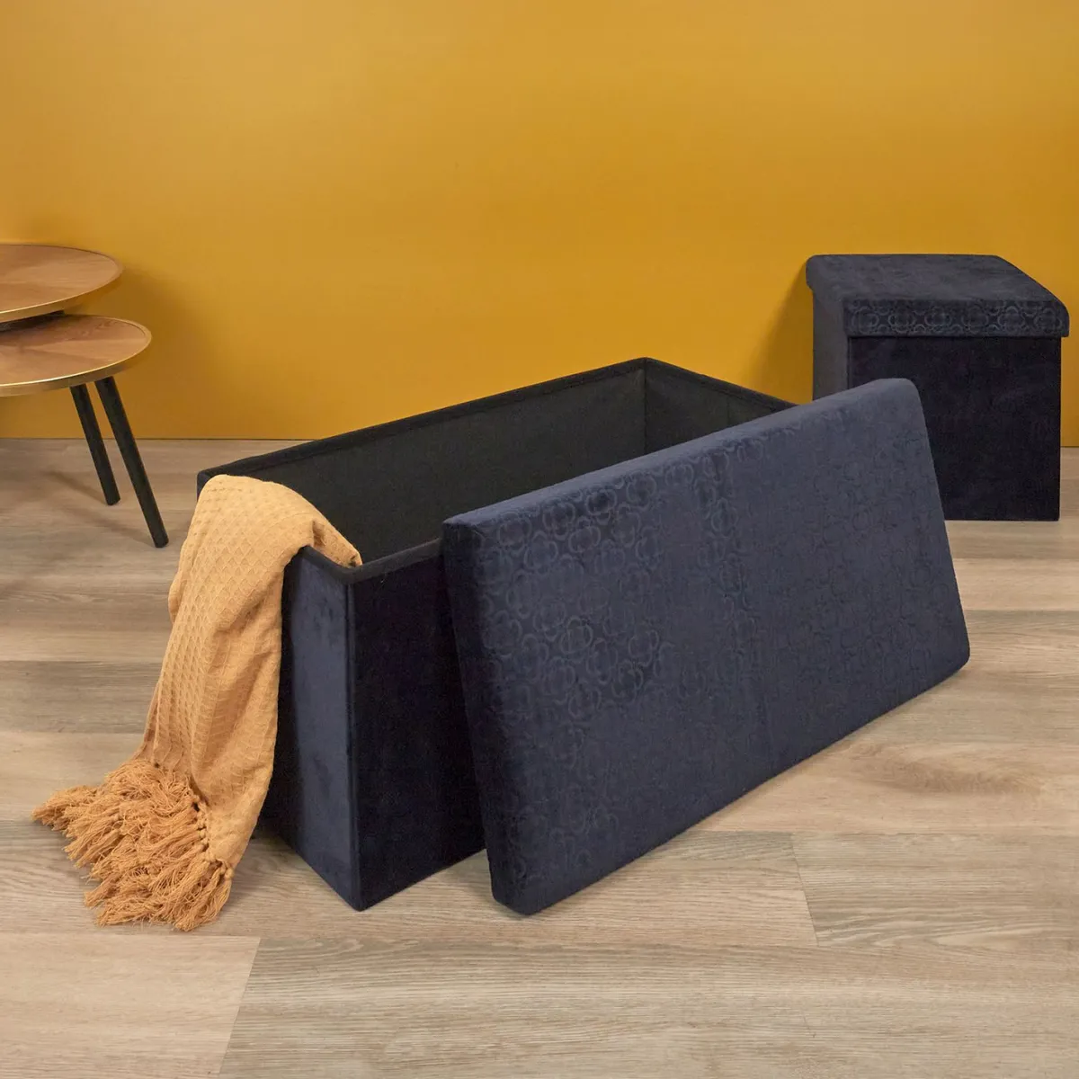 La Chaise Longue COFFRE BANC PLIABLE RETRO BLEU NUIT Best Sale