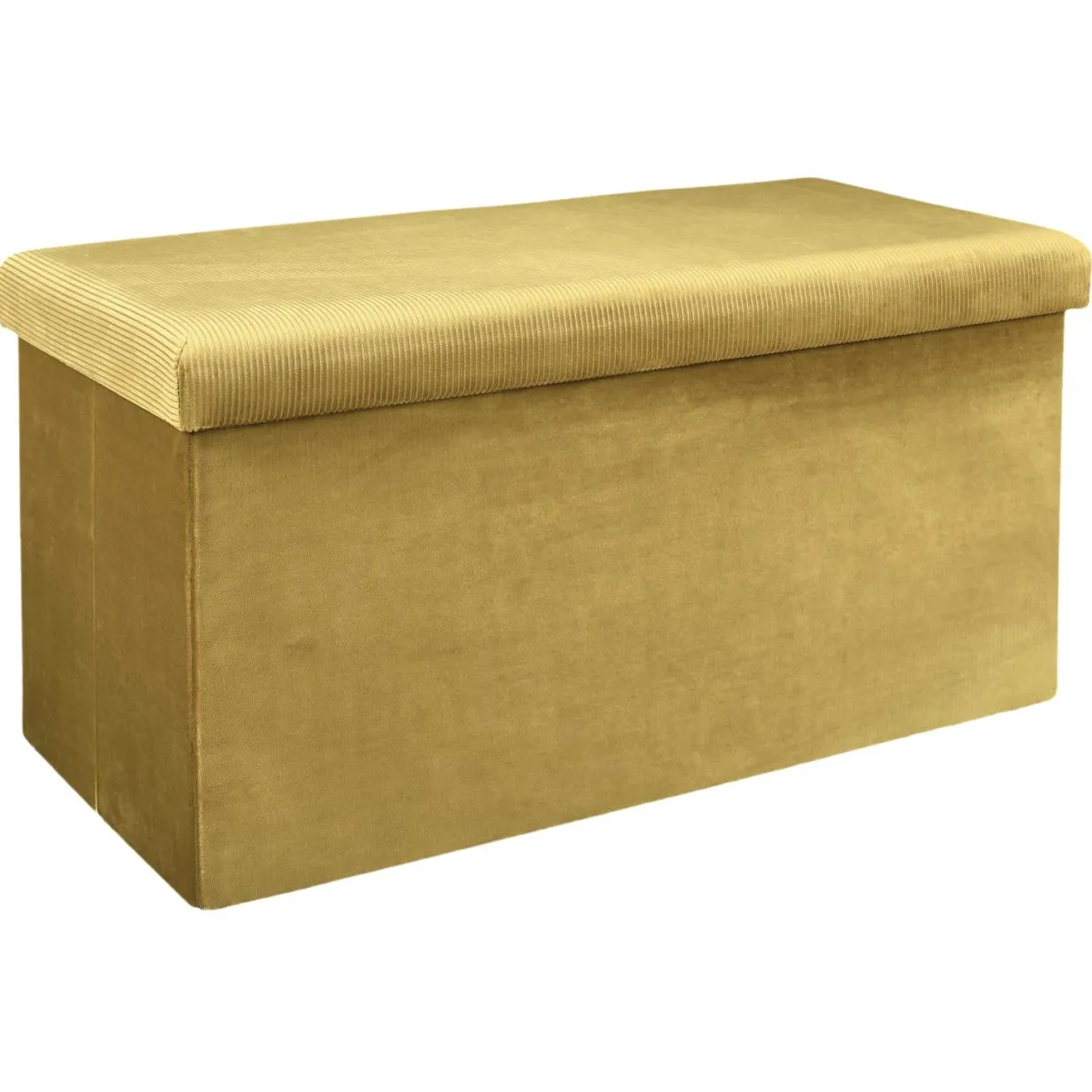 La Chaise Longue COFFRE BANC PLIABLE VELOURS COTELE GIULIA JAUNE New