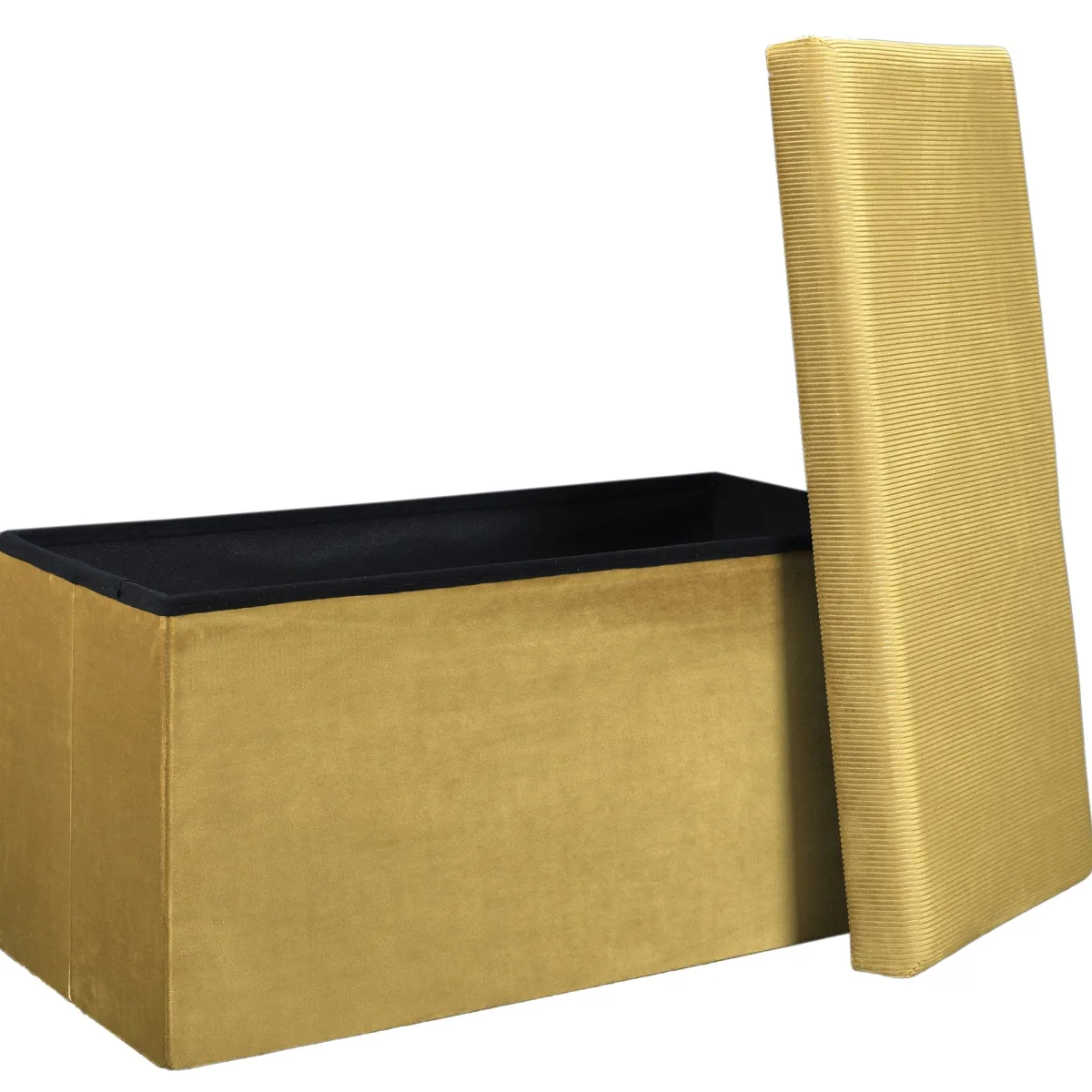 La Chaise Longue COFFRE BANC PLIABLE VELOURS COTELE GIULIA JAUNE New