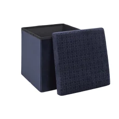 La Chaise Longue COFFRE POUF PLIABLE RETRO BLEU NUIT Outlet