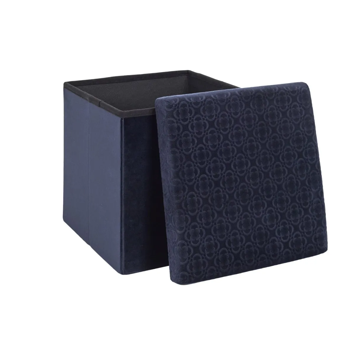 La Chaise Longue COFFRE POUF PLIABLE RETRO BLEU NUIT Outlet