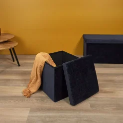 La Chaise Longue COFFRE POUF PLIABLE RETRO BLEU NUIT Outlet