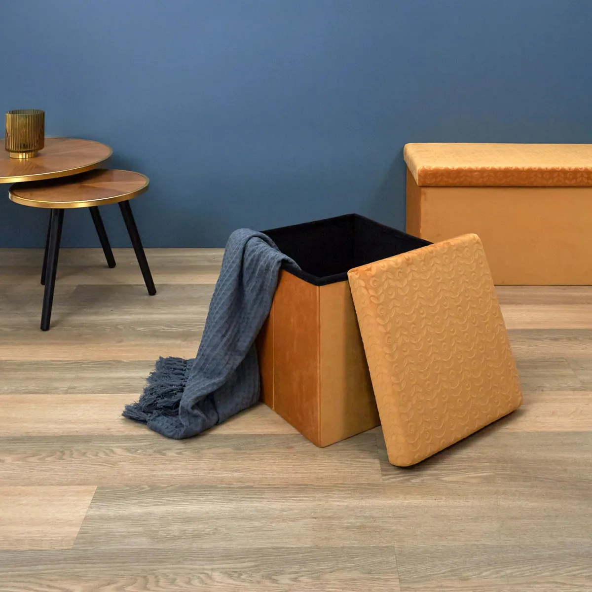 La Chaise Longue COFFRE POUF PLIABLE RETRO MOUTARDE Outlet