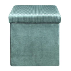 La Chaise Longue COFFRE POUF PLIABLE VELOURS COTELE GIULIA BLEU Store