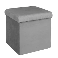 La Chaise Longue COFFRE POUF PLIABLE VELOURS COTELE GIULIA GRIS Best