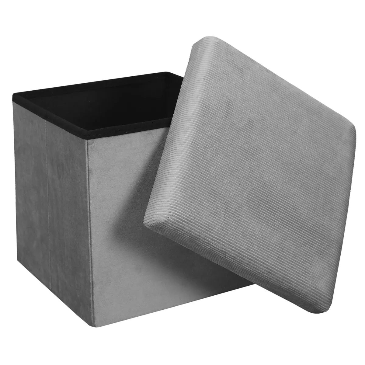 La Chaise Longue COFFRE POUF PLIABLE VELOURS COTELE GIULIA GRIS Best