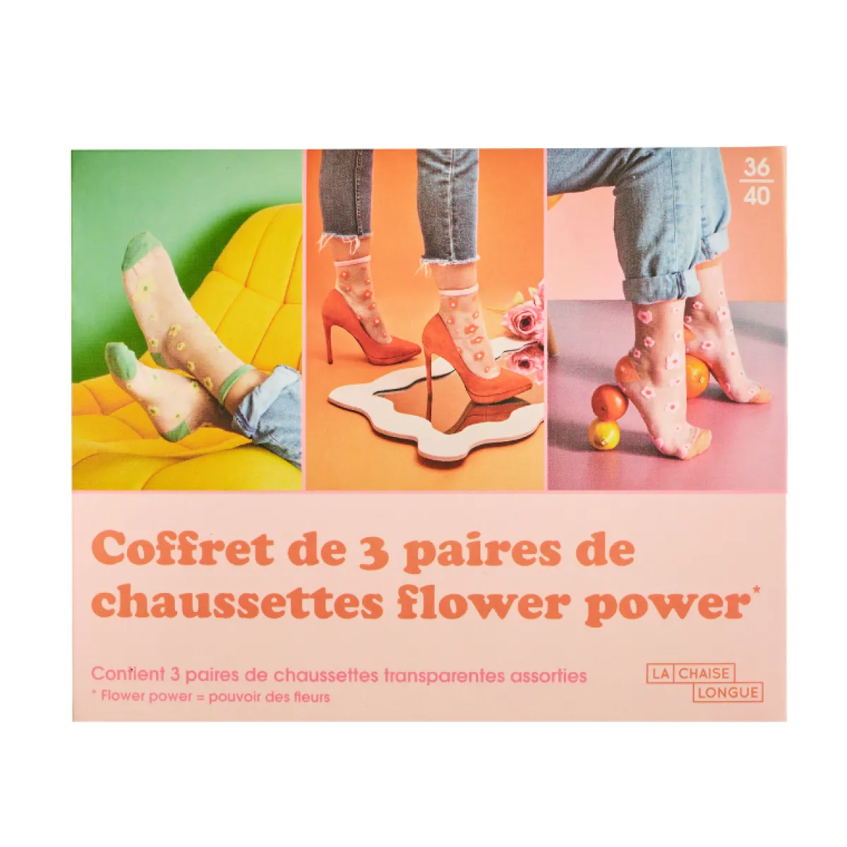 La Chaise Longue COFFRET DE 3 PAIRES DE CHAUSSETTES FLOWER POWER Hot