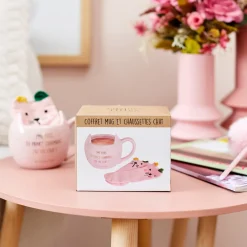 La Chaise Longue COFFRET MUG ET CHAUSSETTE CHAT Cheap