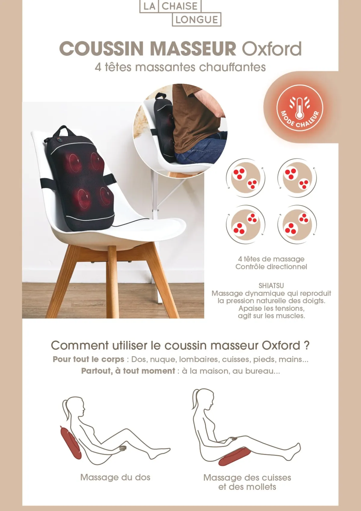 La Chaise Longue COUSSIN MASSEUR OXFORD New