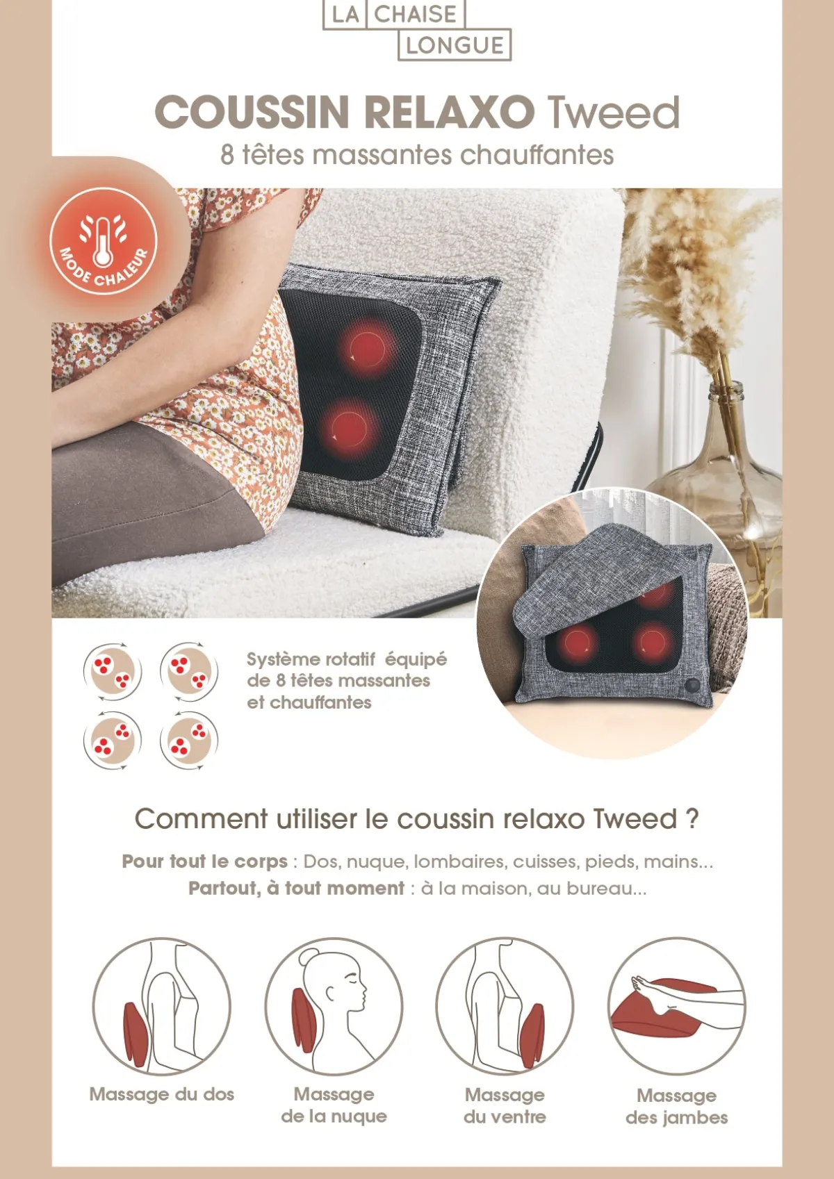 La Chaise Longue COUSSIN RELAXO TWEED Best