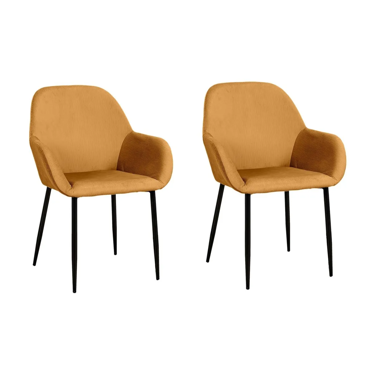La Chaise Longue FAUTEUIL GIULIA JAUNE MOUTARDE VELOURS COTELE - Lot de 2 Clearance
