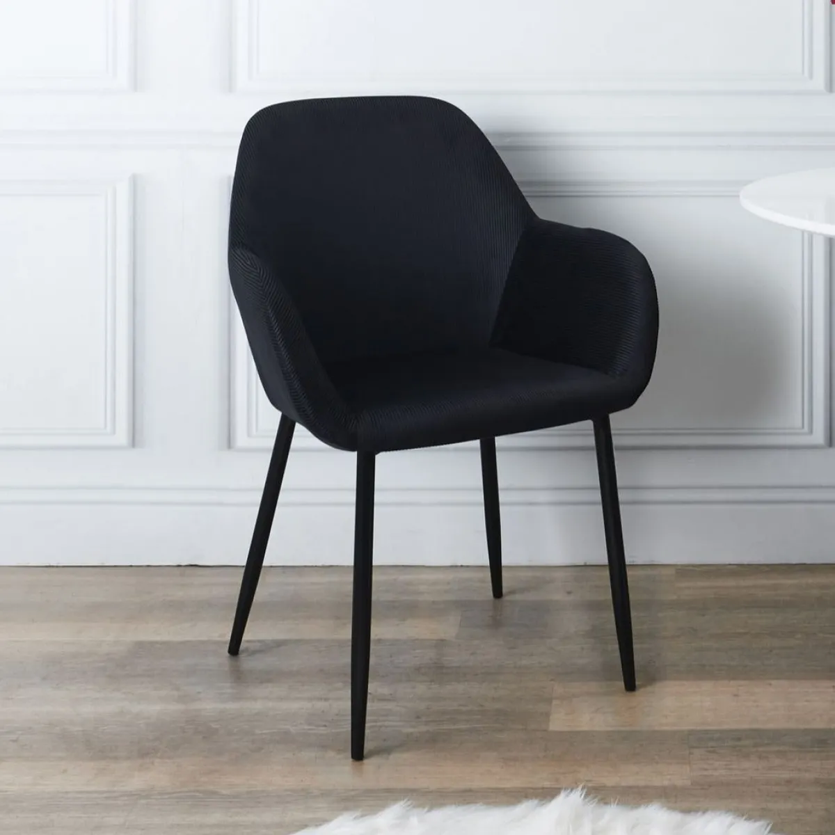La Chaise Longue FAUTEUIL GIULIA NOIR VELOURS COTELE - Lot de 2 Store