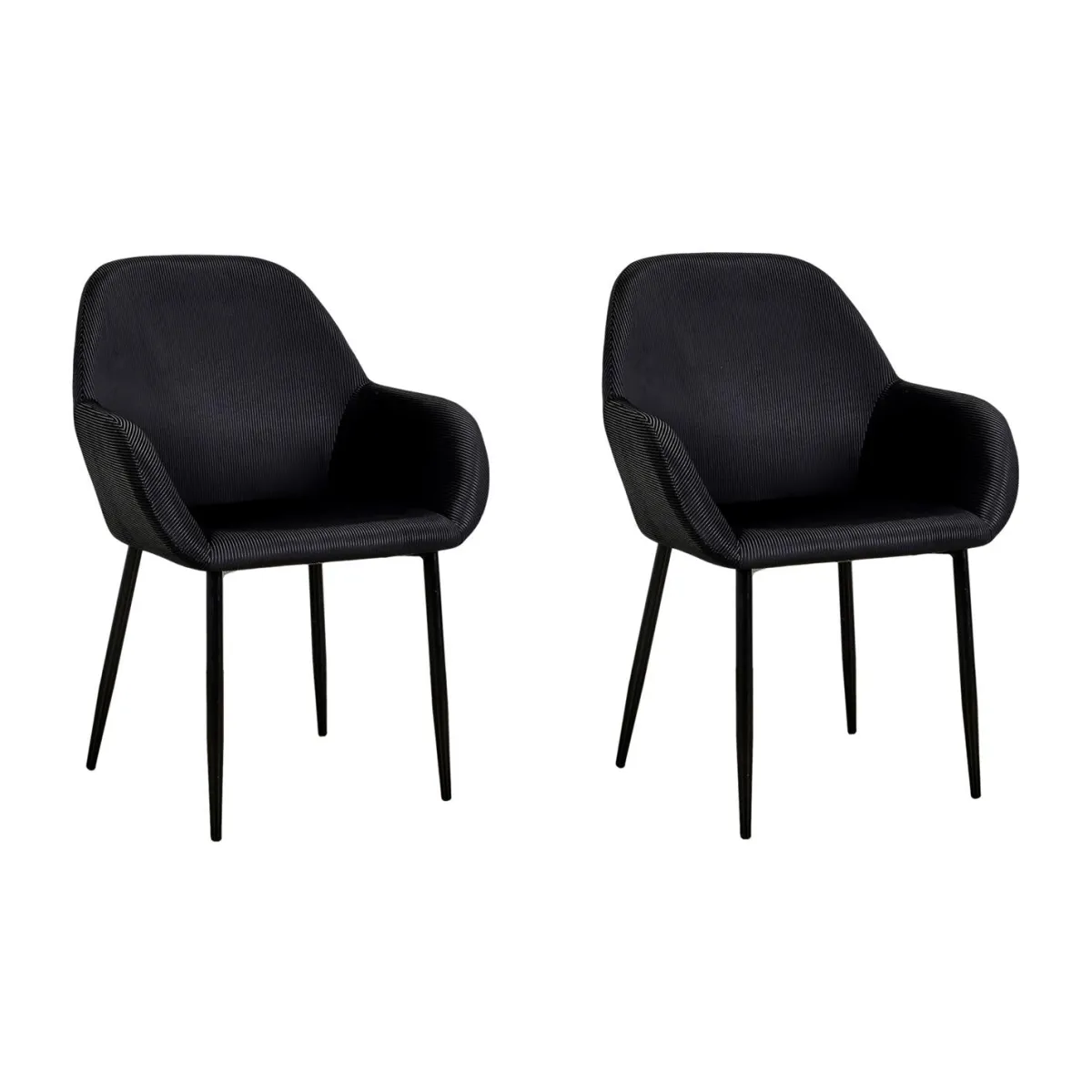 La Chaise Longue FAUTEUIL GIULIA NOIR VELOURS COTELE - Lot de 2 Store