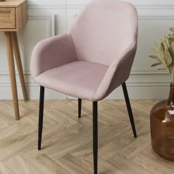 La Chaise Longue FAUTEUIL GIULIA ROSE VELOURS COTELE - Lot de 2 New