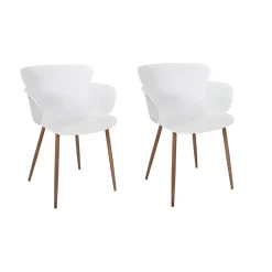 La Chaise Longue FAUTEUIL LORENS BLANC - Lot de 2 Outlet