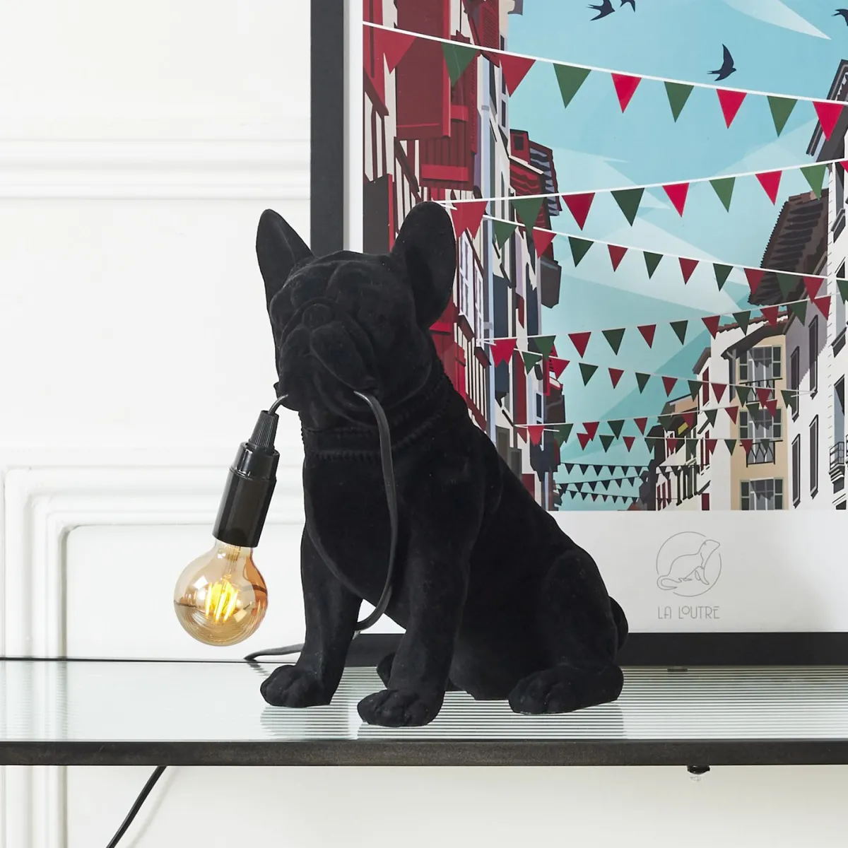La Chaise Longue LAMPE BOULEDOGUE BLACK VELVET Store