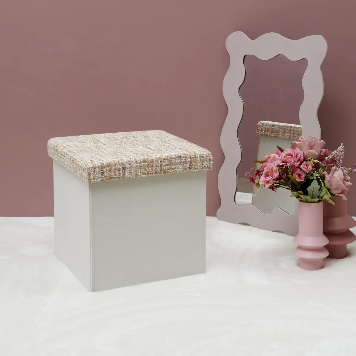 La Chaise Longue POUF PLIABLE TWEED BEIGE Outlet