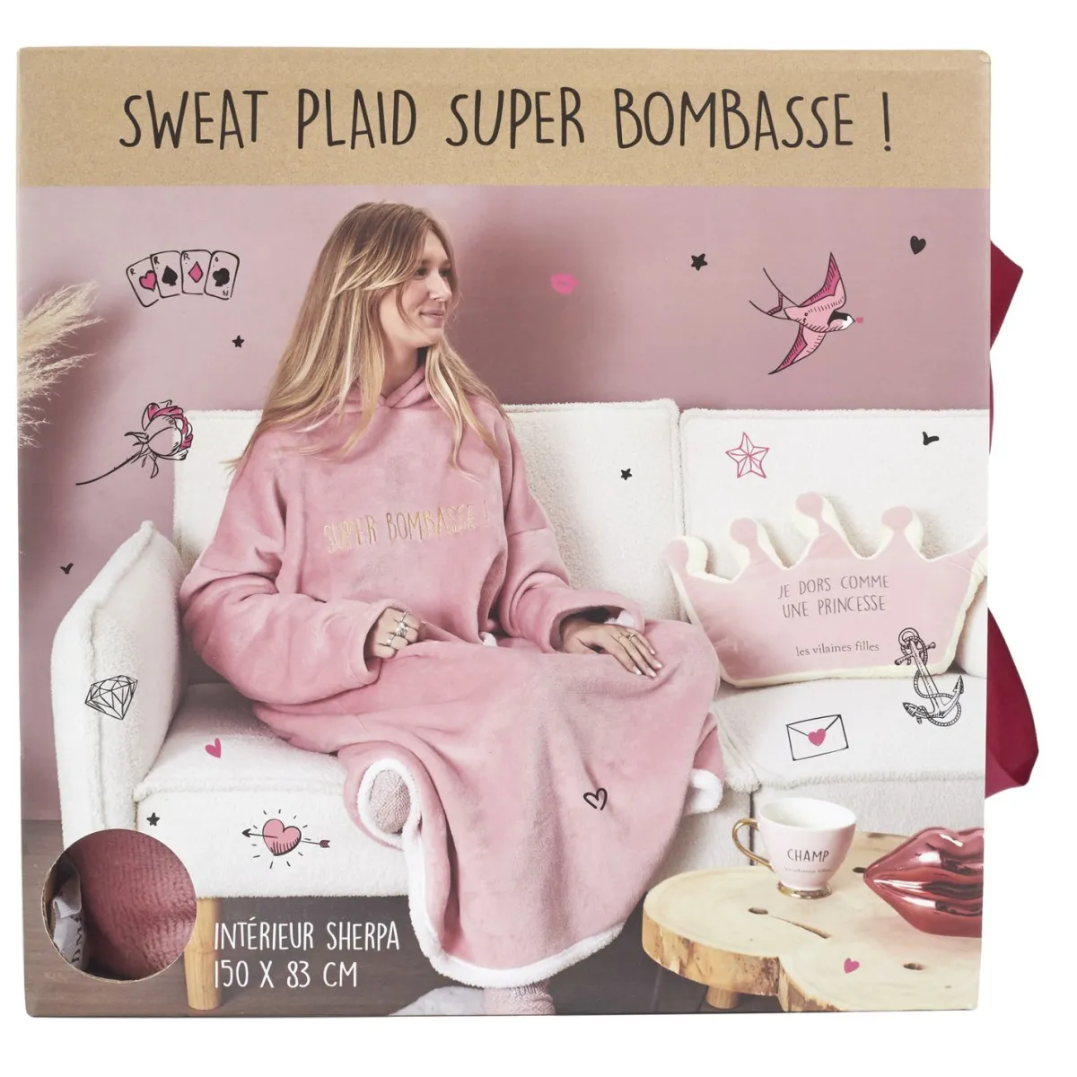 La Chaise Longue SWEAT PLAID BOMBASSE ROSE New