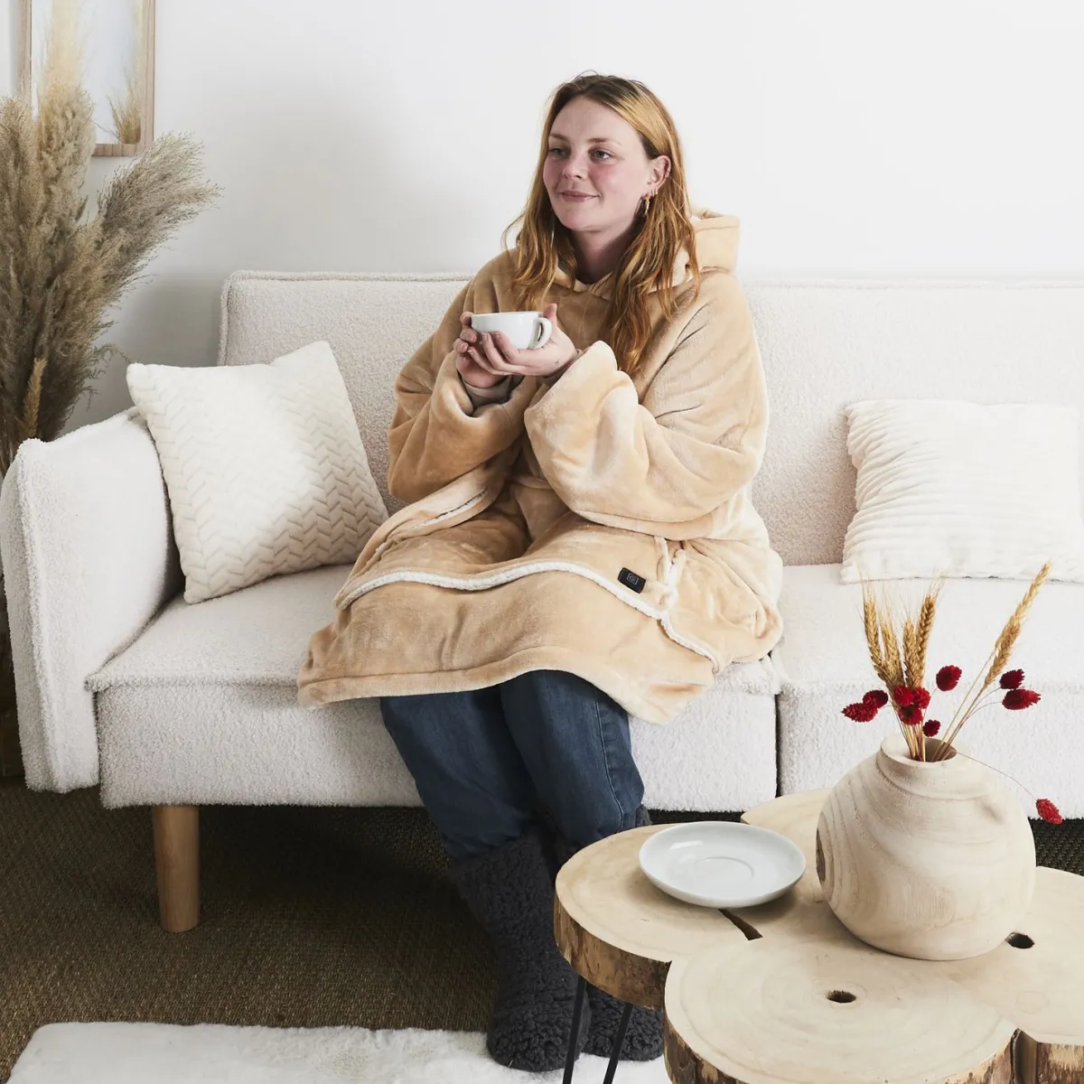 La Chaise Longue SWEAT PLAID CHAUFFANT CAMEL Sale