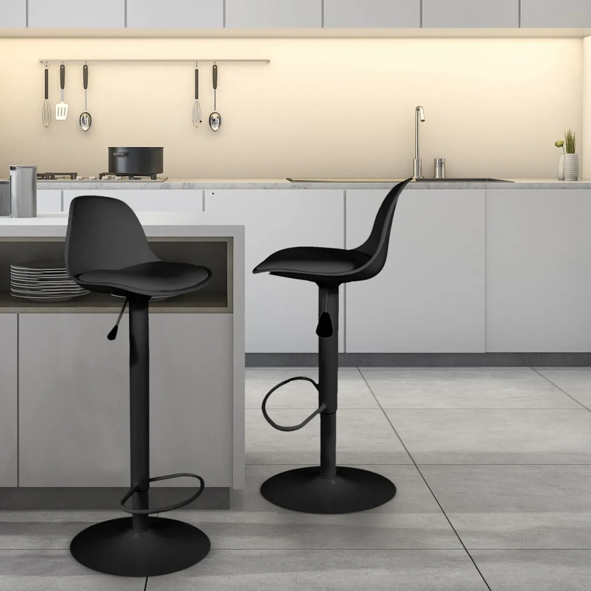 La Chaise Longue TABOURET DE BAR ISAK NOIR - Lot de 2 Flash Sale
