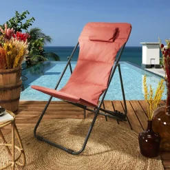 La Chaise Longue TRANSAT PLIABLE CORFOU TERRACOTTA Discount